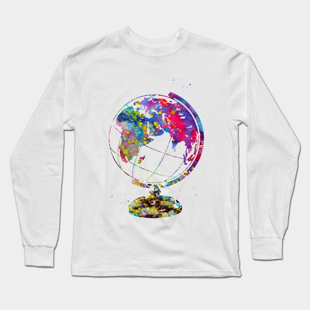 Vintage Globe Earth Long Sleeve T-Shirt by erzebeth